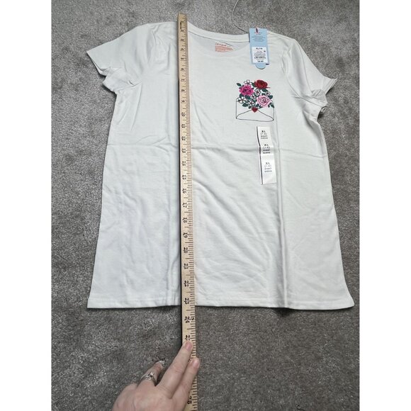 Cat & Jack White Short Sleeve Floral T-Shirt‎  Girls  XL (14) New with tags - Picture 4 of 7